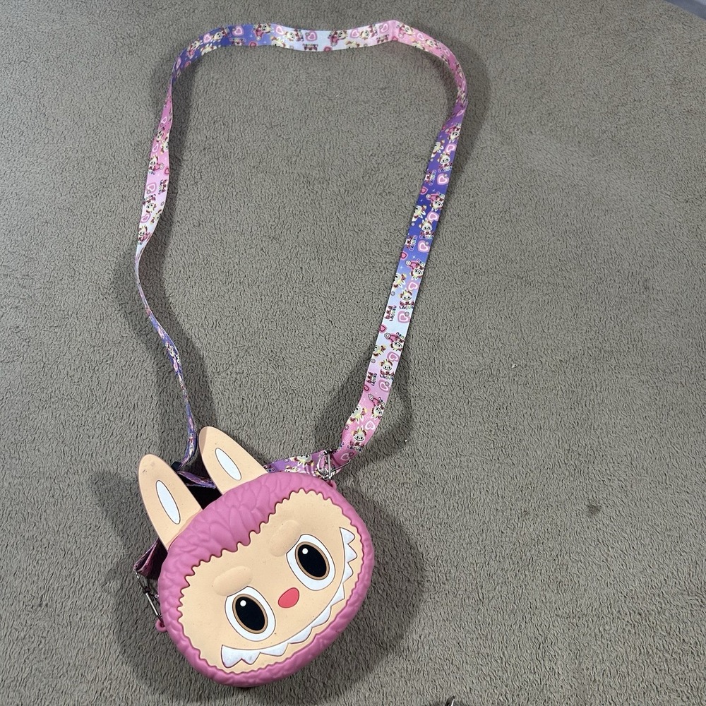 Pop Mart Labubu The Monsters Pink Silicone Crossbody Bag Coin Purse Kawaii Kids